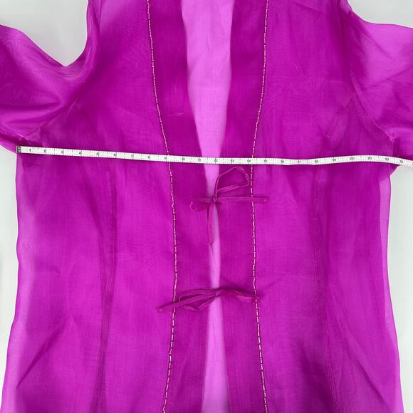Vintage Carole Little Black Fuchsia Shell and Sheer Fuchsia ¾ Sleeve Jacket XL - Picture 11 of 14